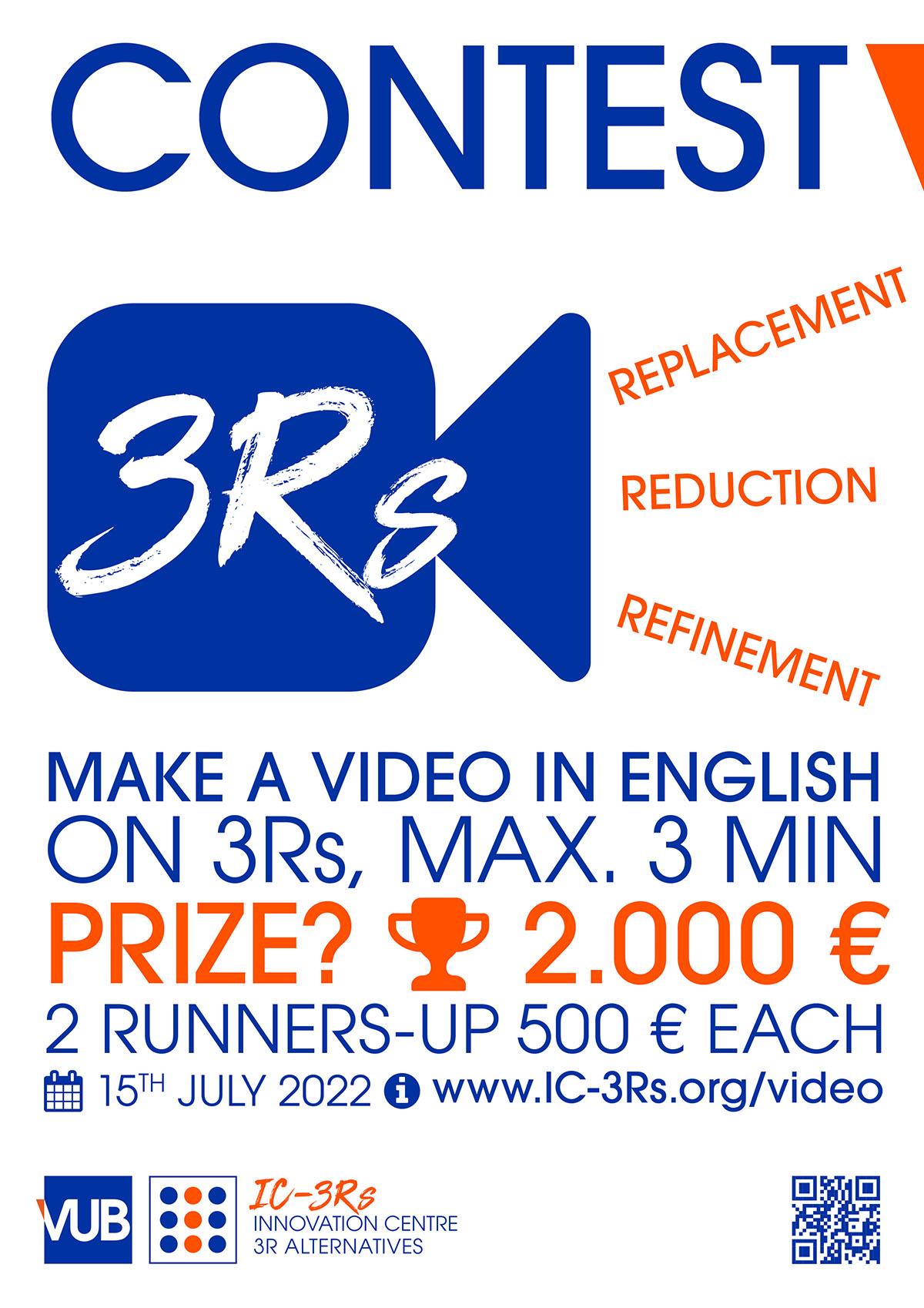 The Innovation Centre-3Rs (IC-3Rs) at the Vrije Universiteit Brussel (VUB) organizes a video contest that is open to all interested parties.